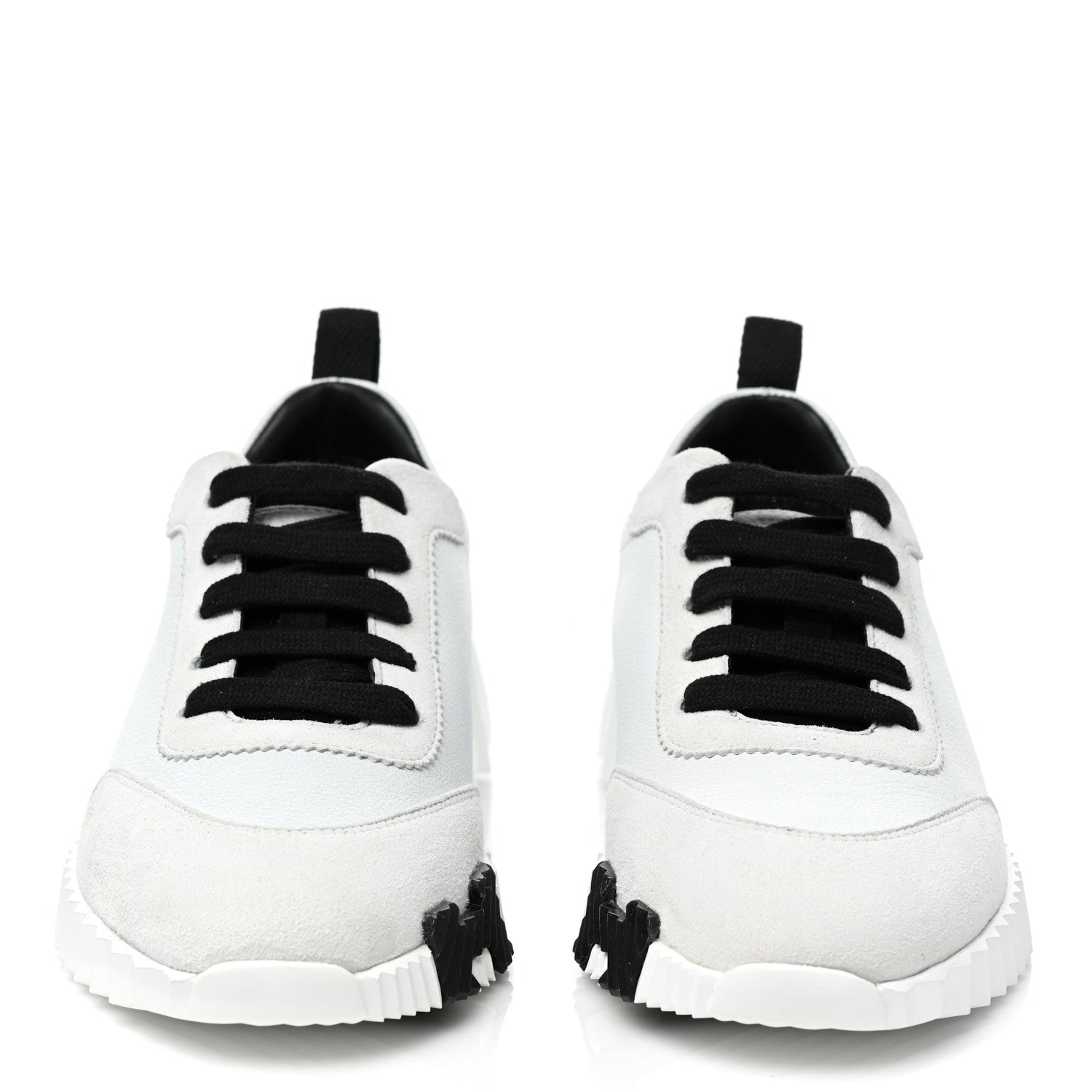 Hermes Goatskin Suede Goatskin Bouncing Sneakers 35.5 White Black 2 of 8