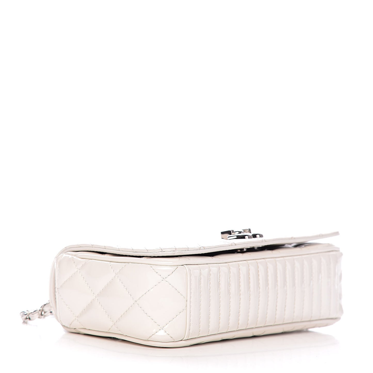 Patent Quilted Small Coco Boy Flap White