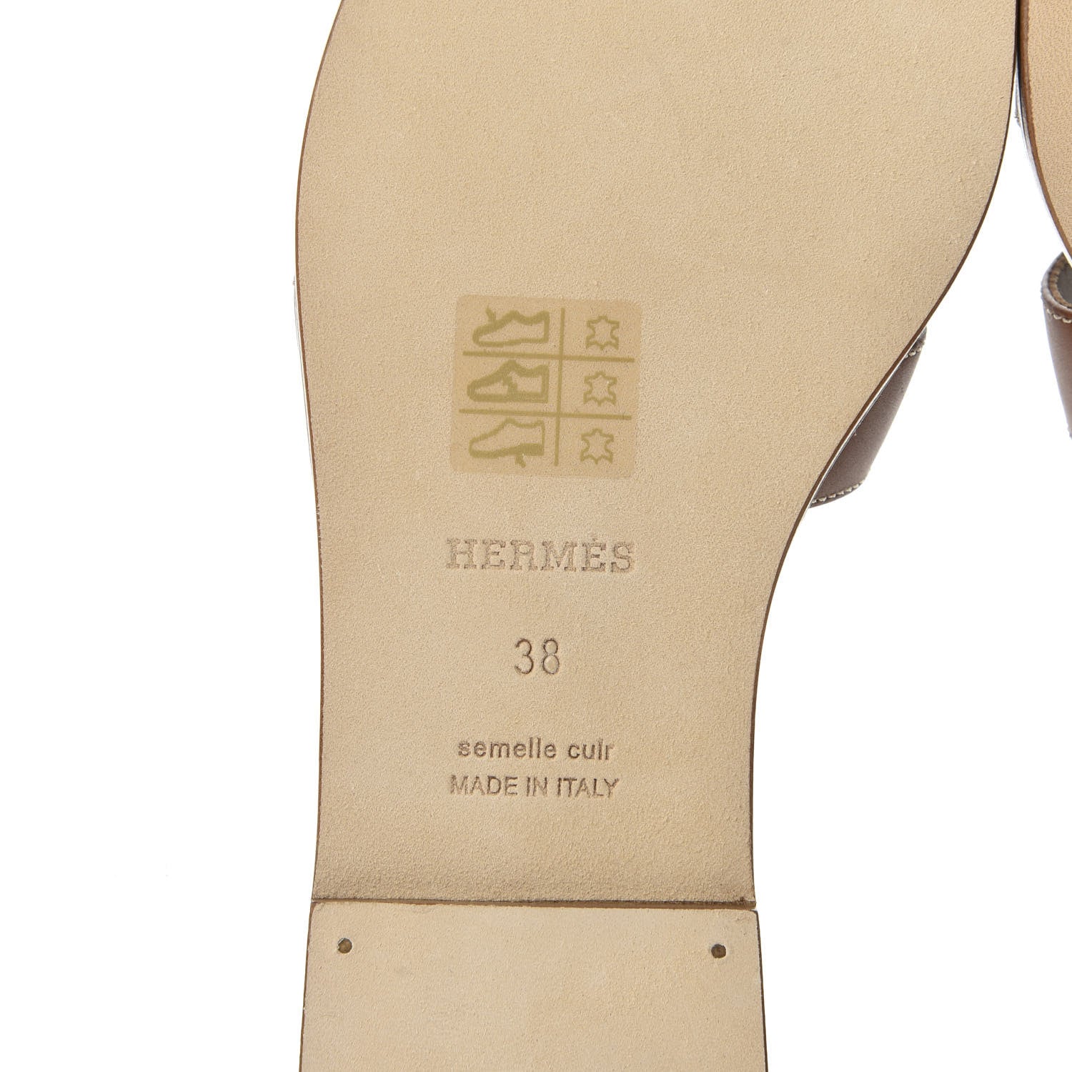Hermes Box Calfskin Oran Sandals 38 Gold 7 of 9