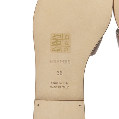 Hermes Box Calfskin Oran Sandals 38 Gold 7 of 9