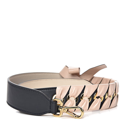Fendi Vitello Century Nappa Lace Up Bow Strap You Blue Notte Plaster 1 of 4