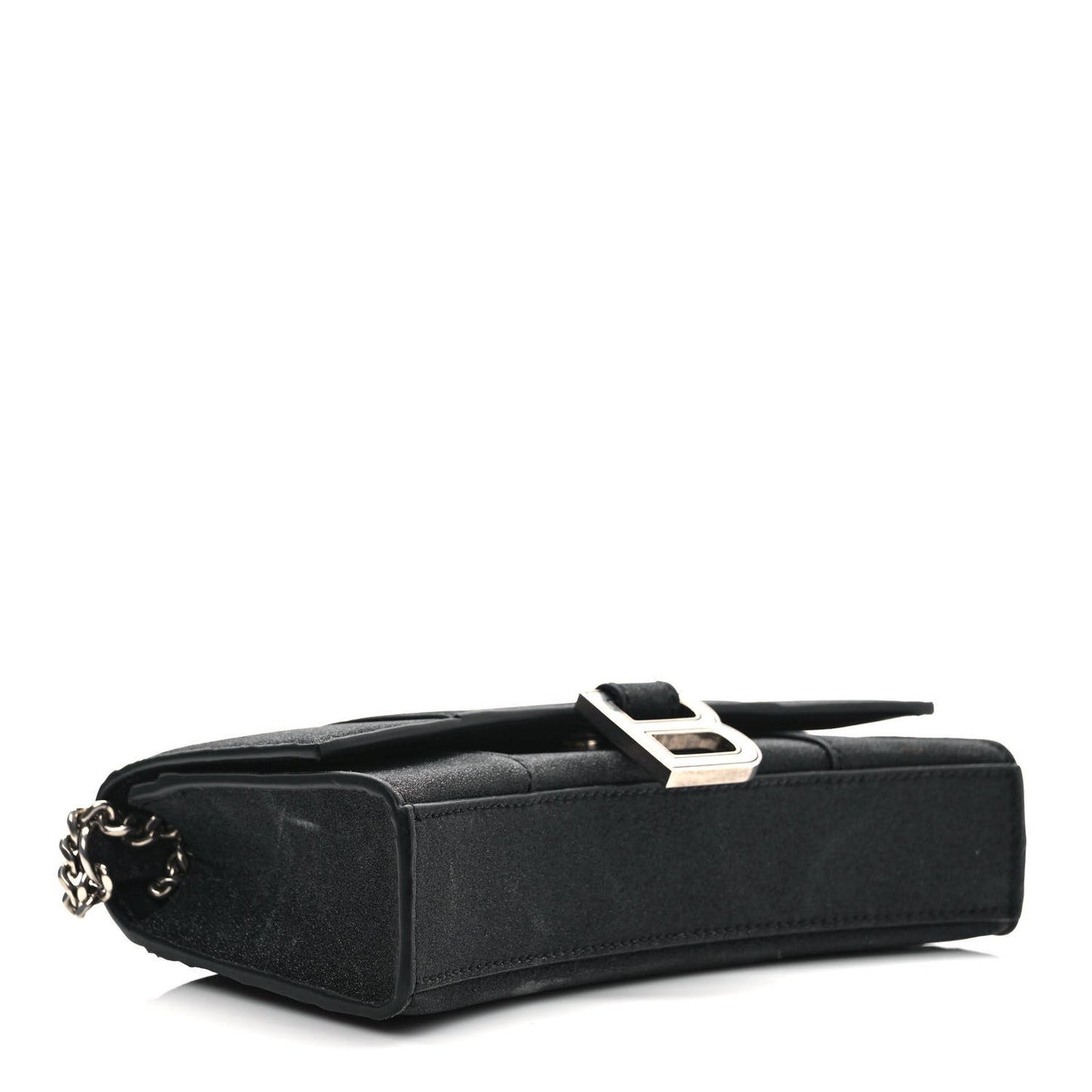 Glitter Fabric Hourglass Chain Bag Black