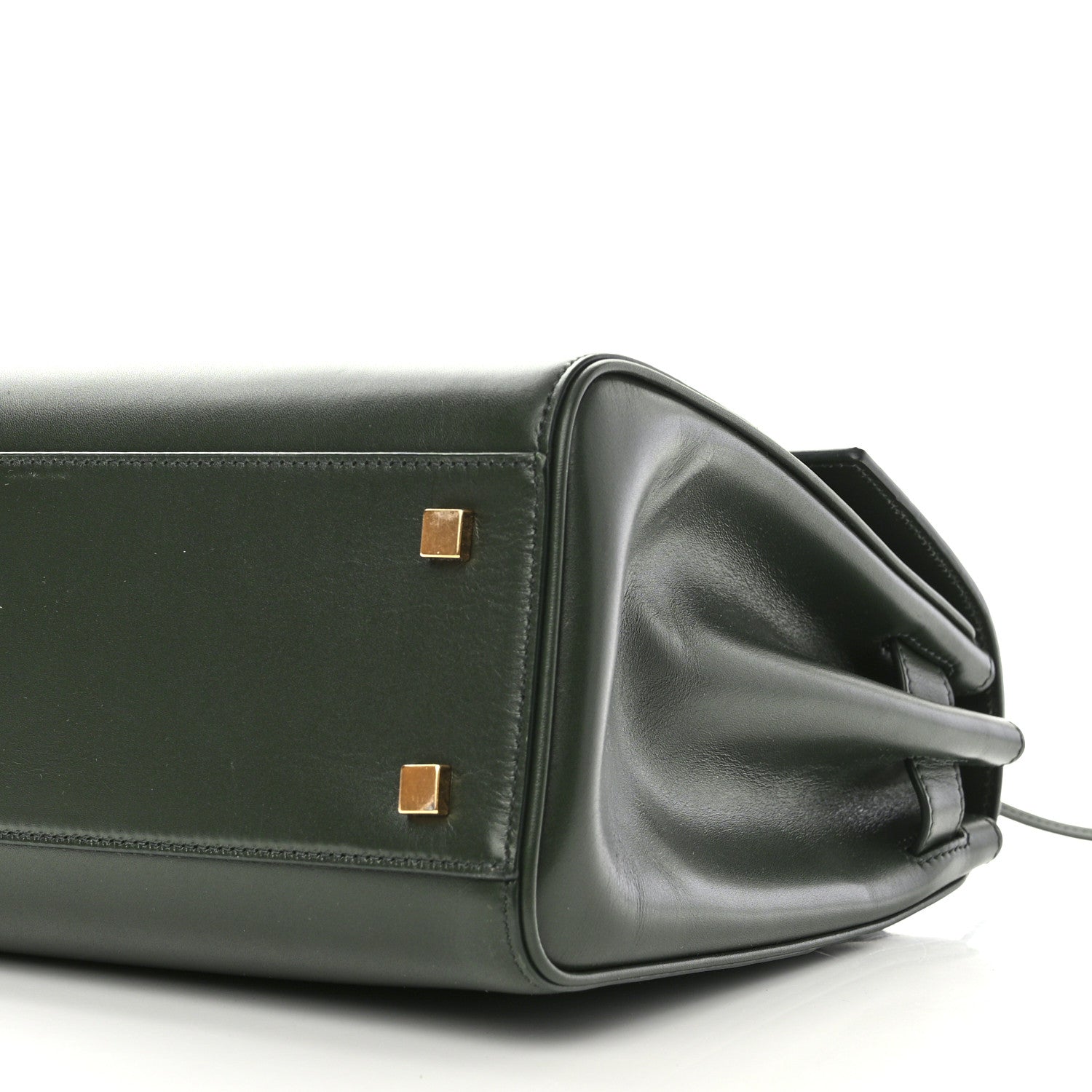Saint Laurent Shiny Calfskin Le Fermoir Top Handle Bag Dark Green 9 of 9