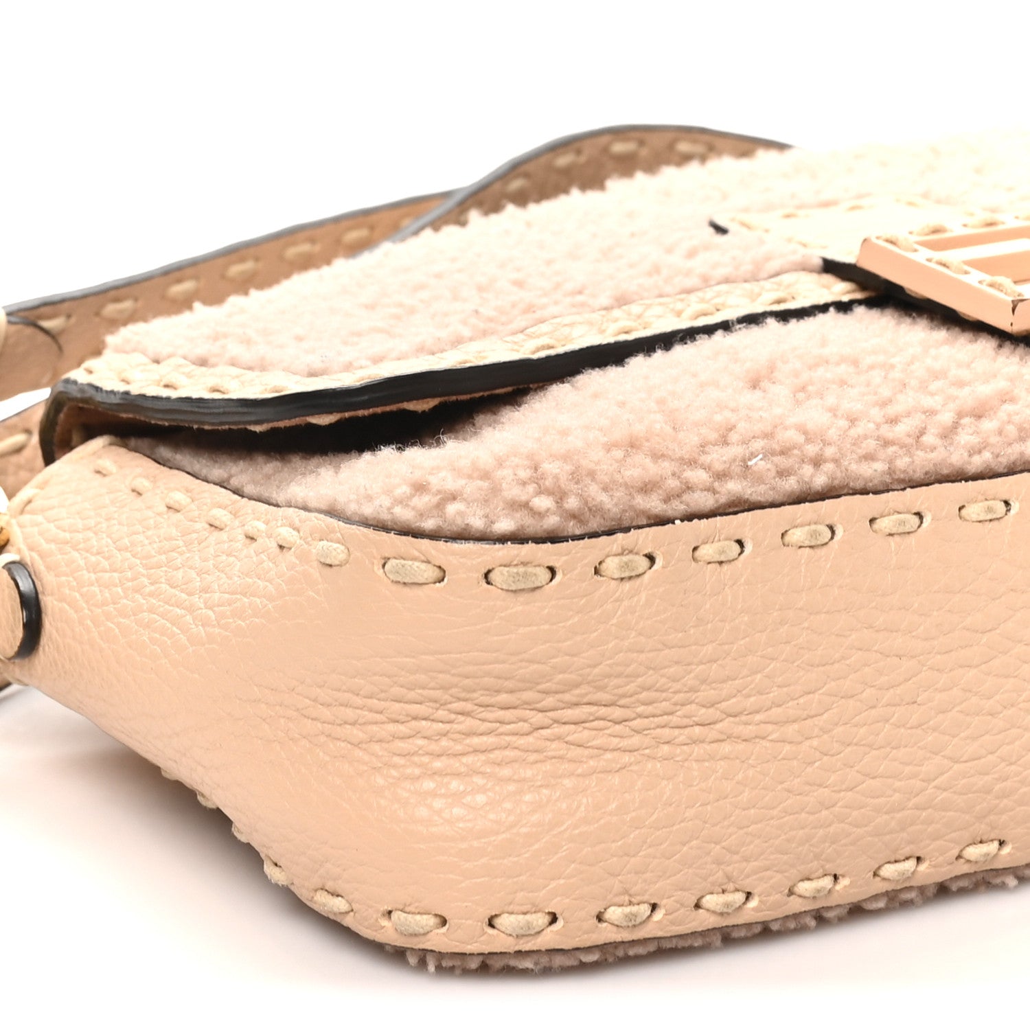 Fendi Curly Sheepskin Cuoio Romano Selleria Baguette Plaster Panna 9 of 11