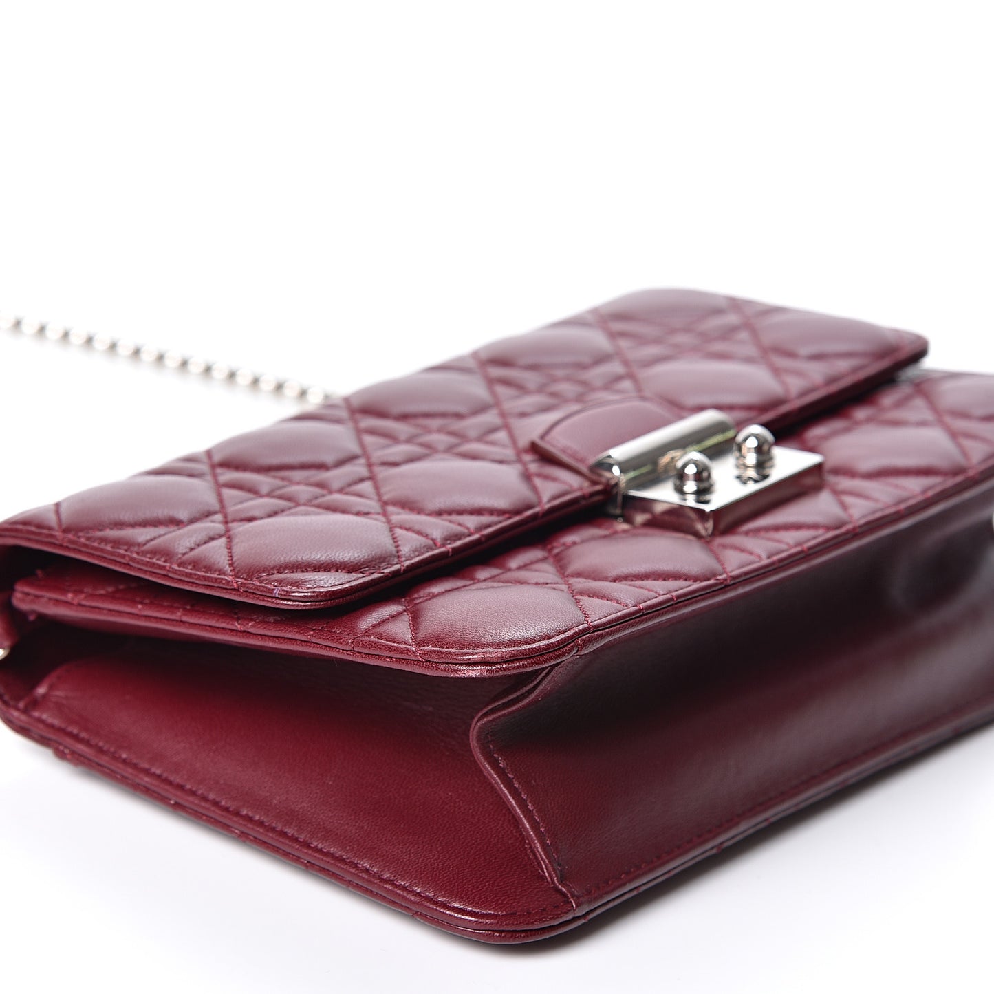 Lambskin Cannage Miss Dior Promenade Pouch Plum