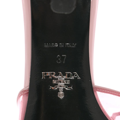 Prada Plexiglass Vernice Metal Triangle Logo 65mm Slide Sandals 37 Alabastro 6 of 12