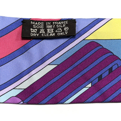 Hermes Silk Sangles En Zigzag Twilly Bleu Mauve Jaune 4 of 4