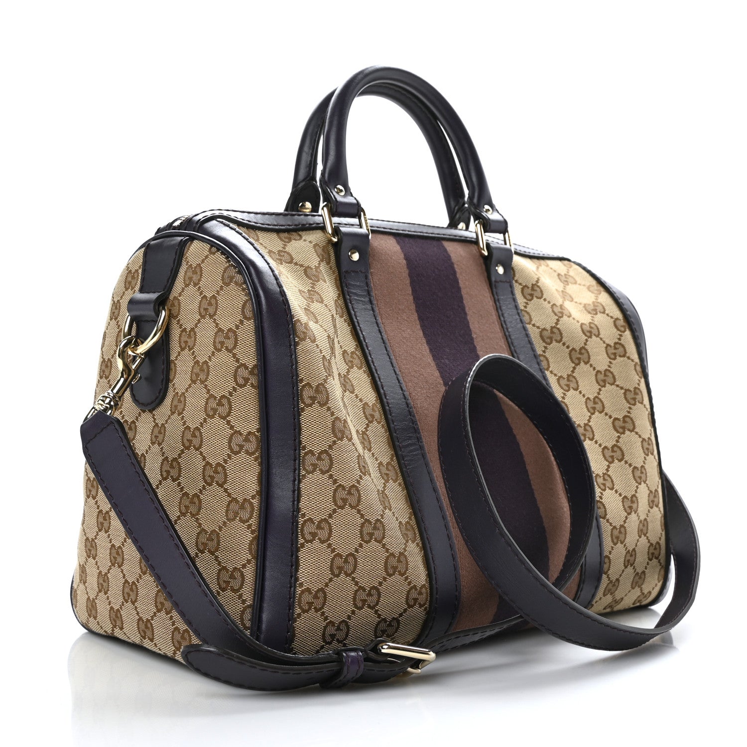 Gucci Monogram Vintage Web Medium Boston Dark Purple 3 of 11