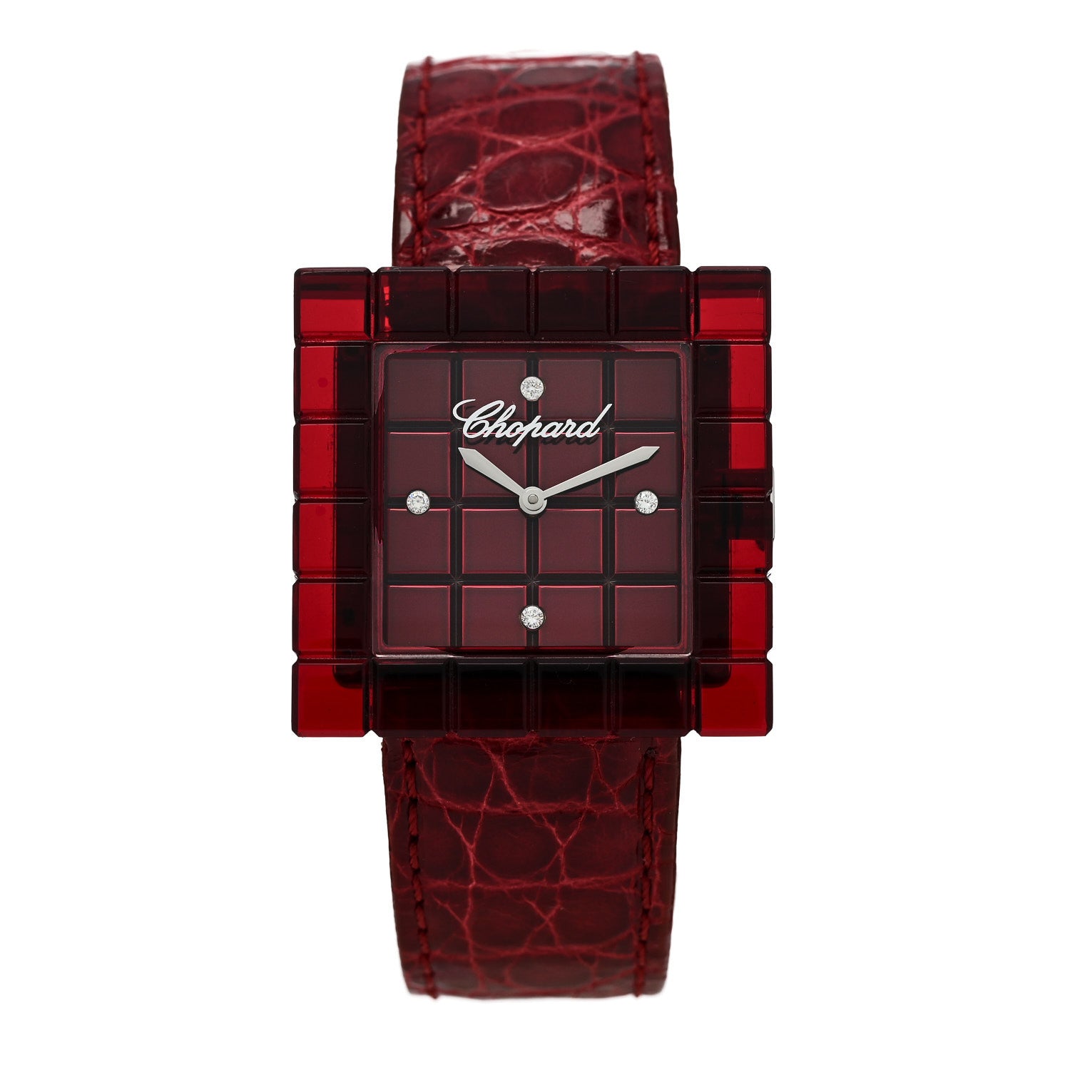 Chopard Stainless Steel Alligator Diamond Red Resin 32mm Be Mad Quartz Watch Red 1 of 4