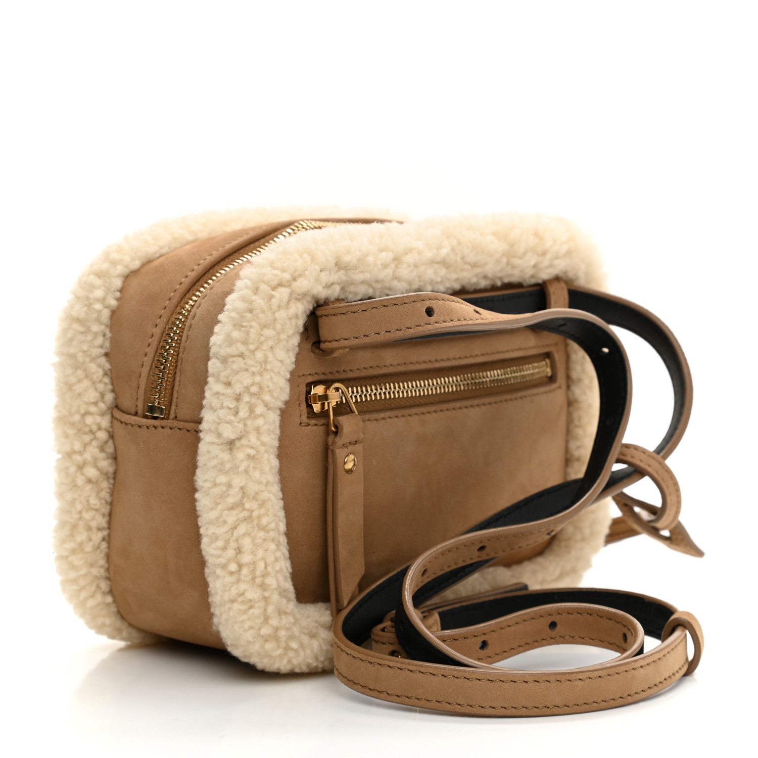 Saint Laurent Suede Shearling Lou Belt Bag Natural Tan 3 of 10