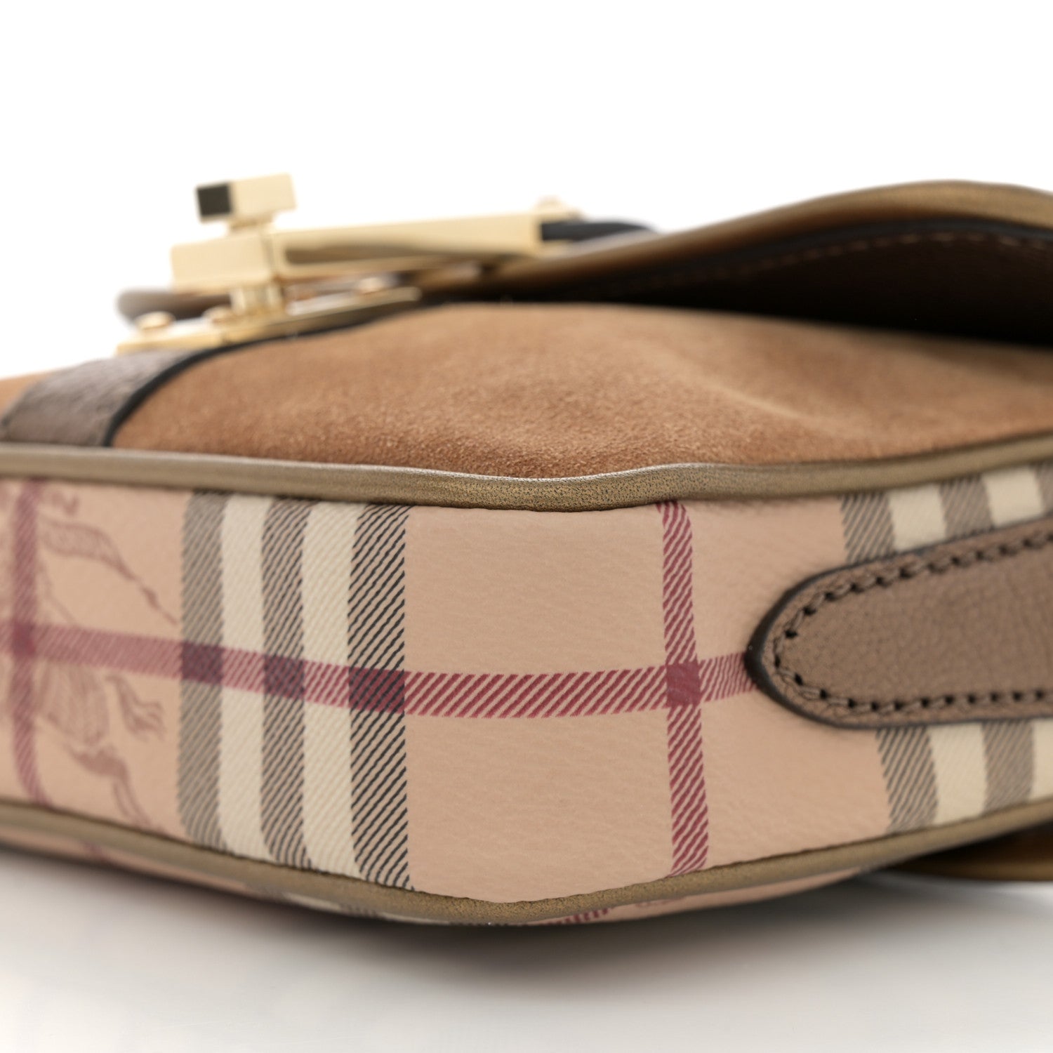 Burberry Metallic Suede Haymarket Check Mini Berkeley Crossbody