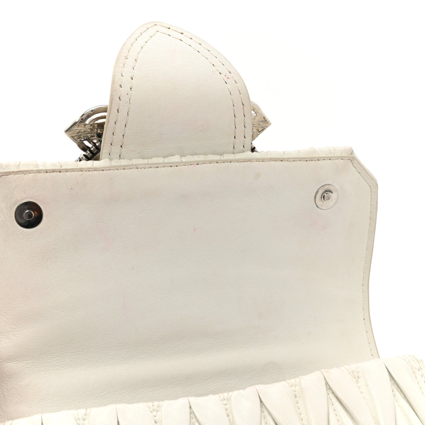 Nappa Matelasse Crystal Embellished Lady Shoulder Bag White