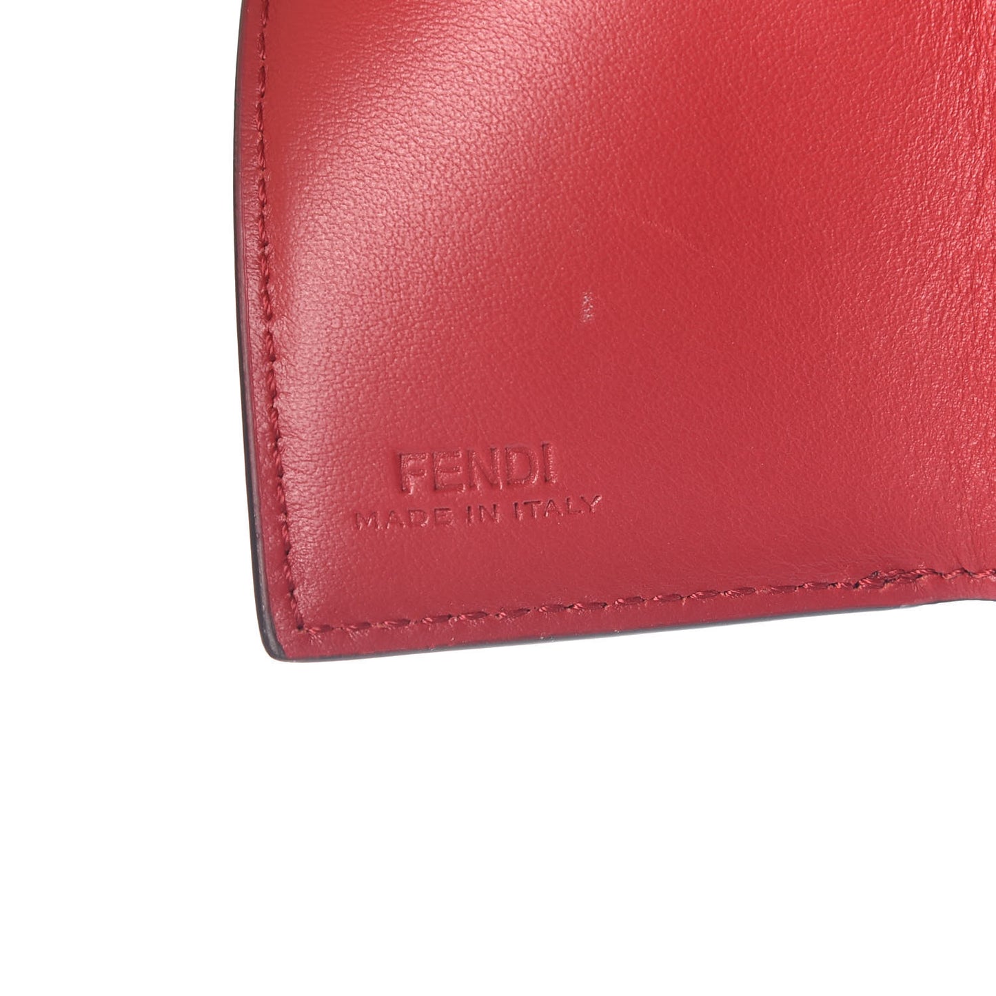Vitello Cruise F is Fendi Bi-Color FF 1974 Embossed Micro Tri-Fold Envelope Wallet Maya Black Fragola