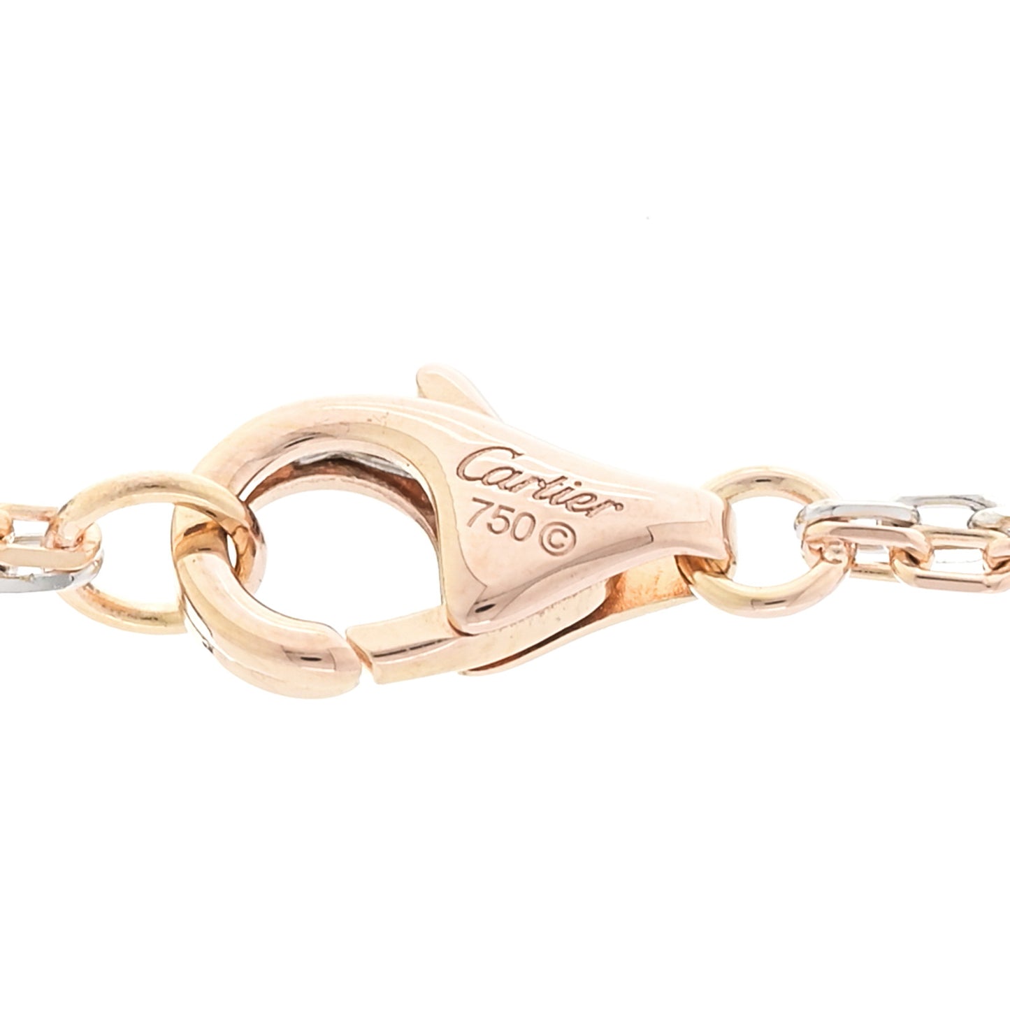 18K White Pink Gold Diamond Three Ring LOVE Pendant Necklace