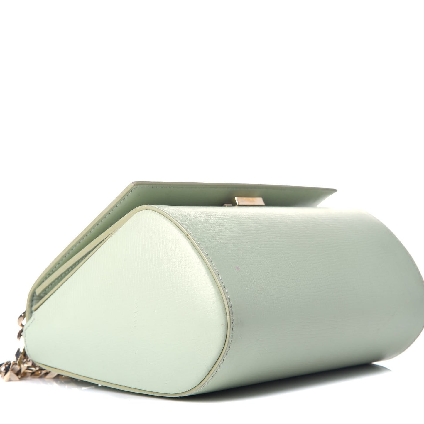 Textured Calfskin Mini Pandora Box Chain Crossbody Bag Aqua Green