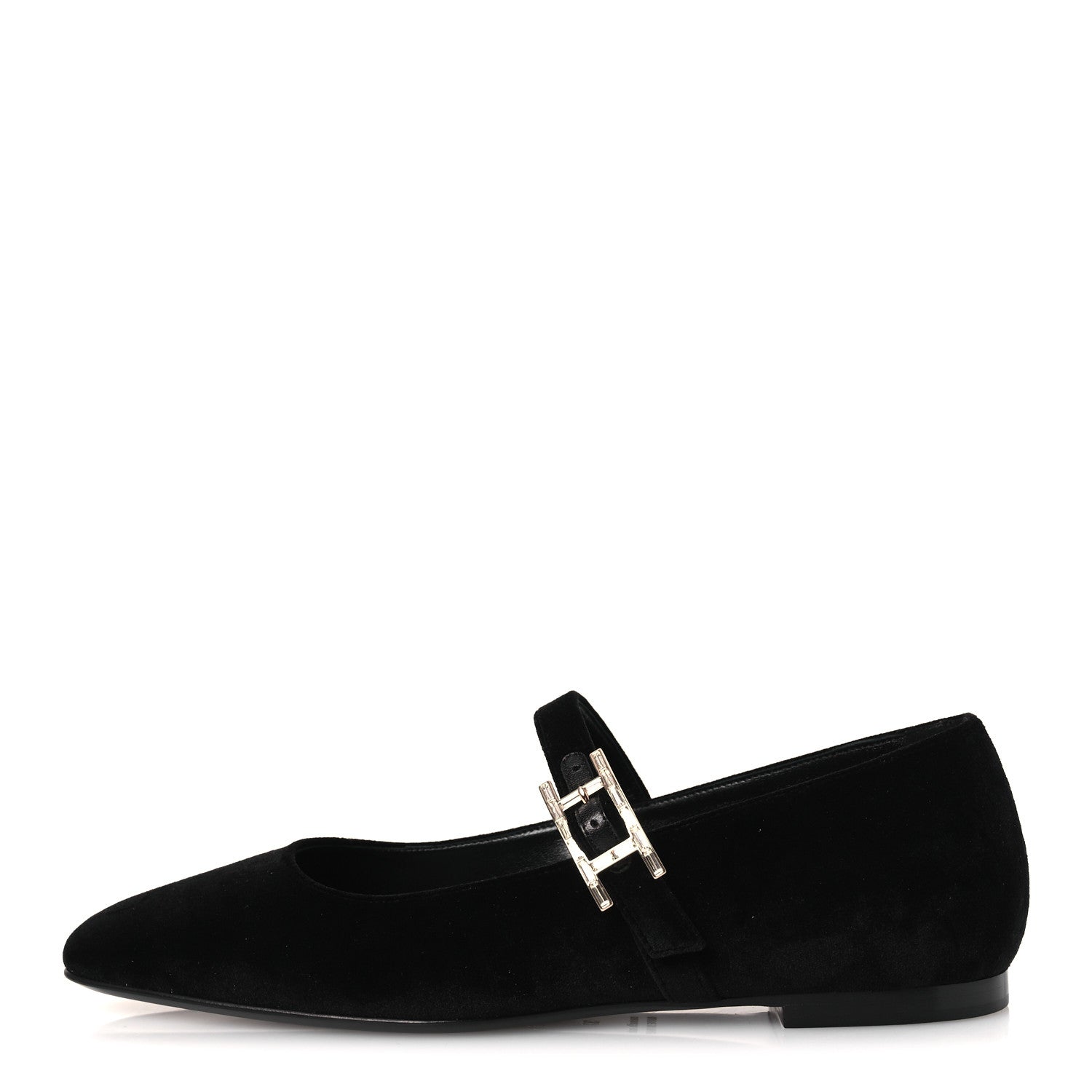 Hermes Velvet Crystal Jane Ballet Flats 37 Black 1 of 22