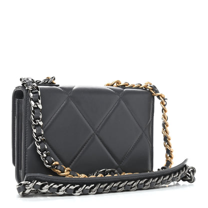 Chanel Lambskin Quilted Chanel 19 Wallet On Chain WOC Dark Grey 3 of 11
