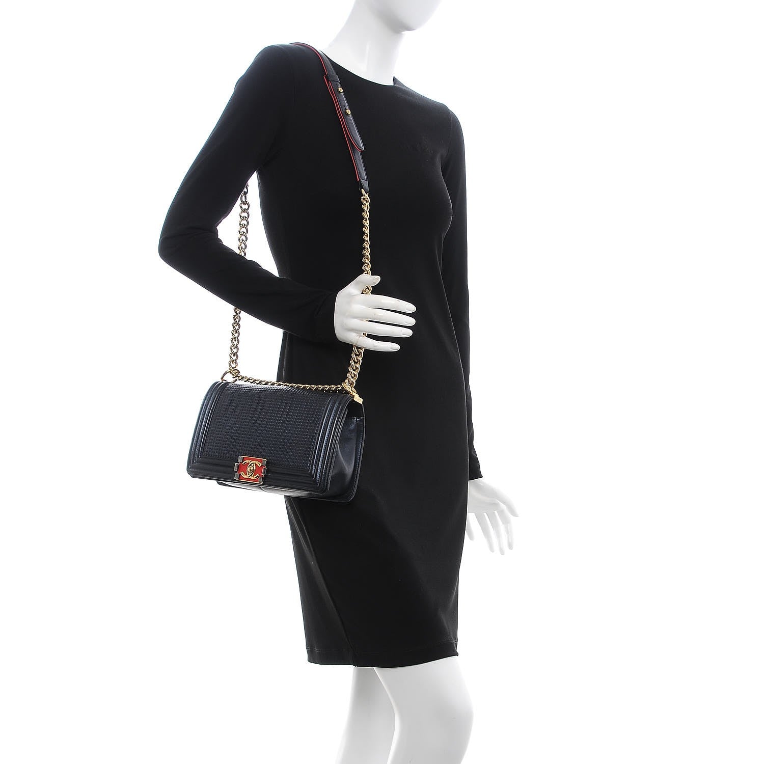 Chanel Lambskin Embossed Medium Boy Cube Flap Navy 2 of 13