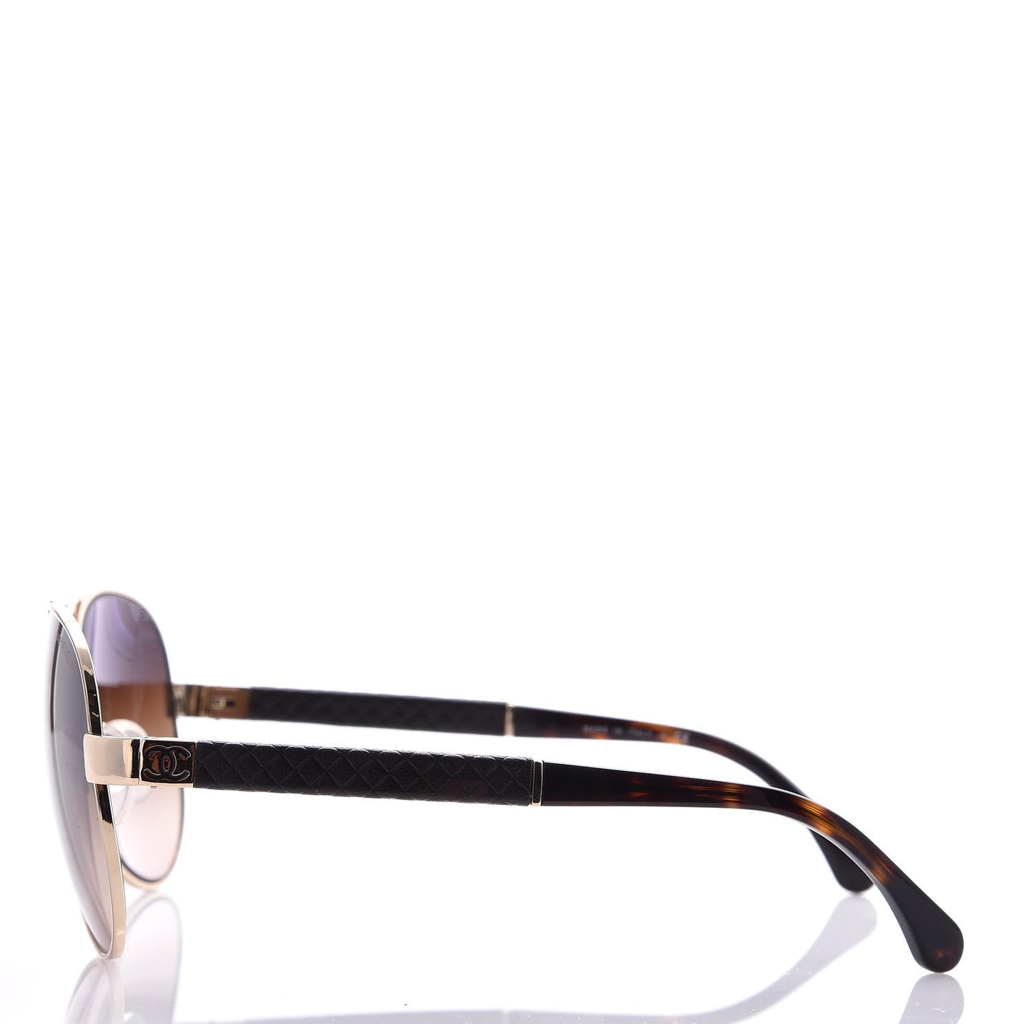 Lambskin Quilted CC Aviator Sunglasses 4195-Q Brown Gold