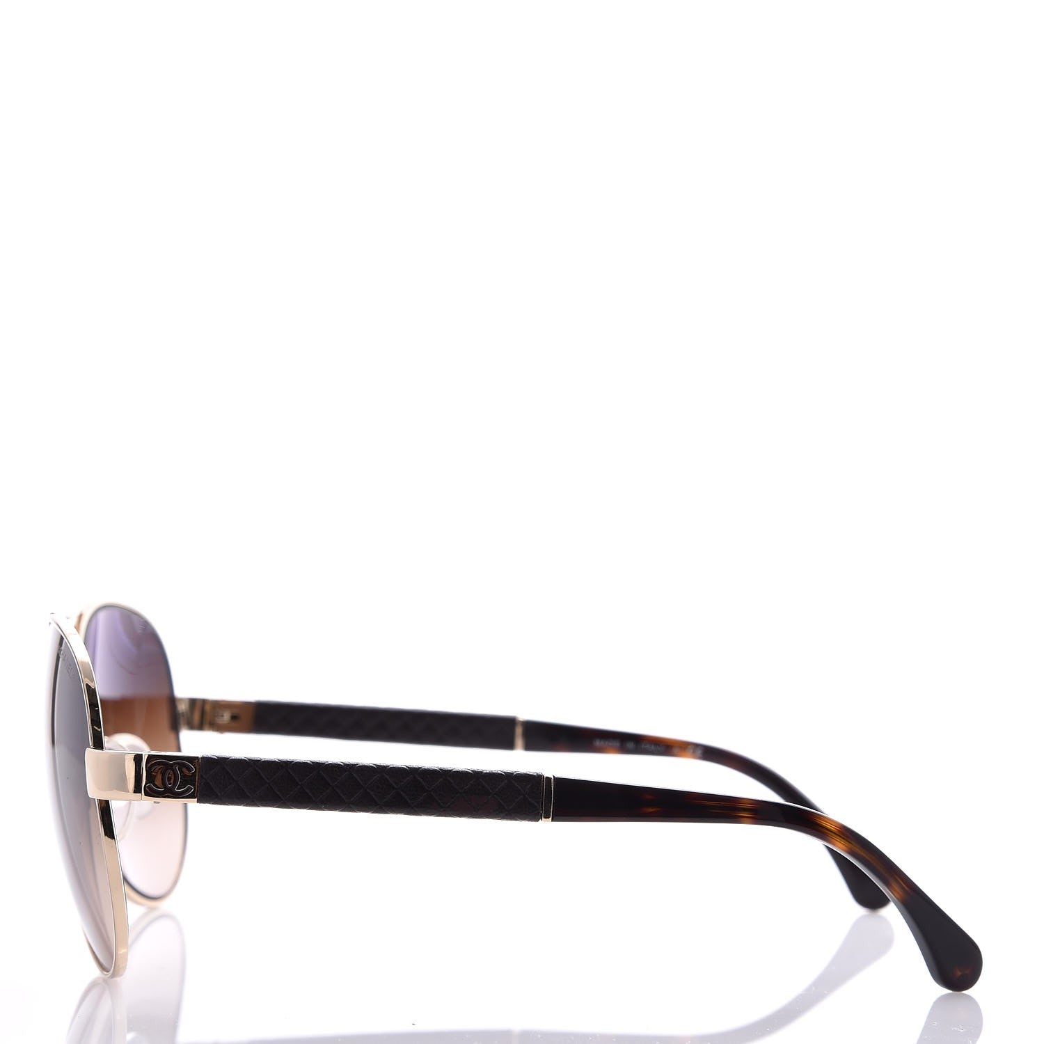 Chanel Lambskin Quilted CC Aviator Sunglasses 4195-Q Brown Gold 3 of 9