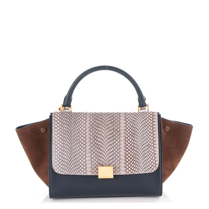 Celine Cobra Calfskin Suede Small Tri-Color Trapeze Natural 1 of 8