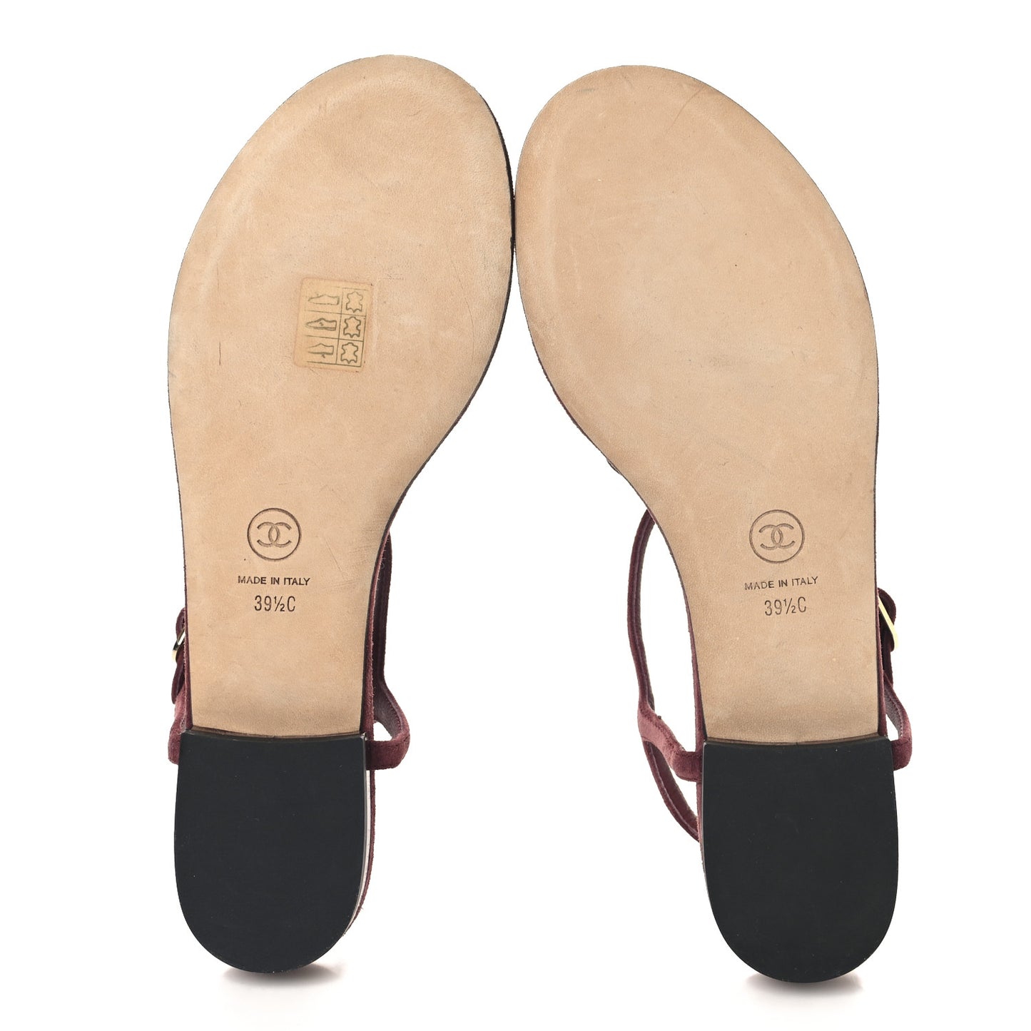 Suede Calfskin Camellia Thong Sandals 39.5 Burgundy