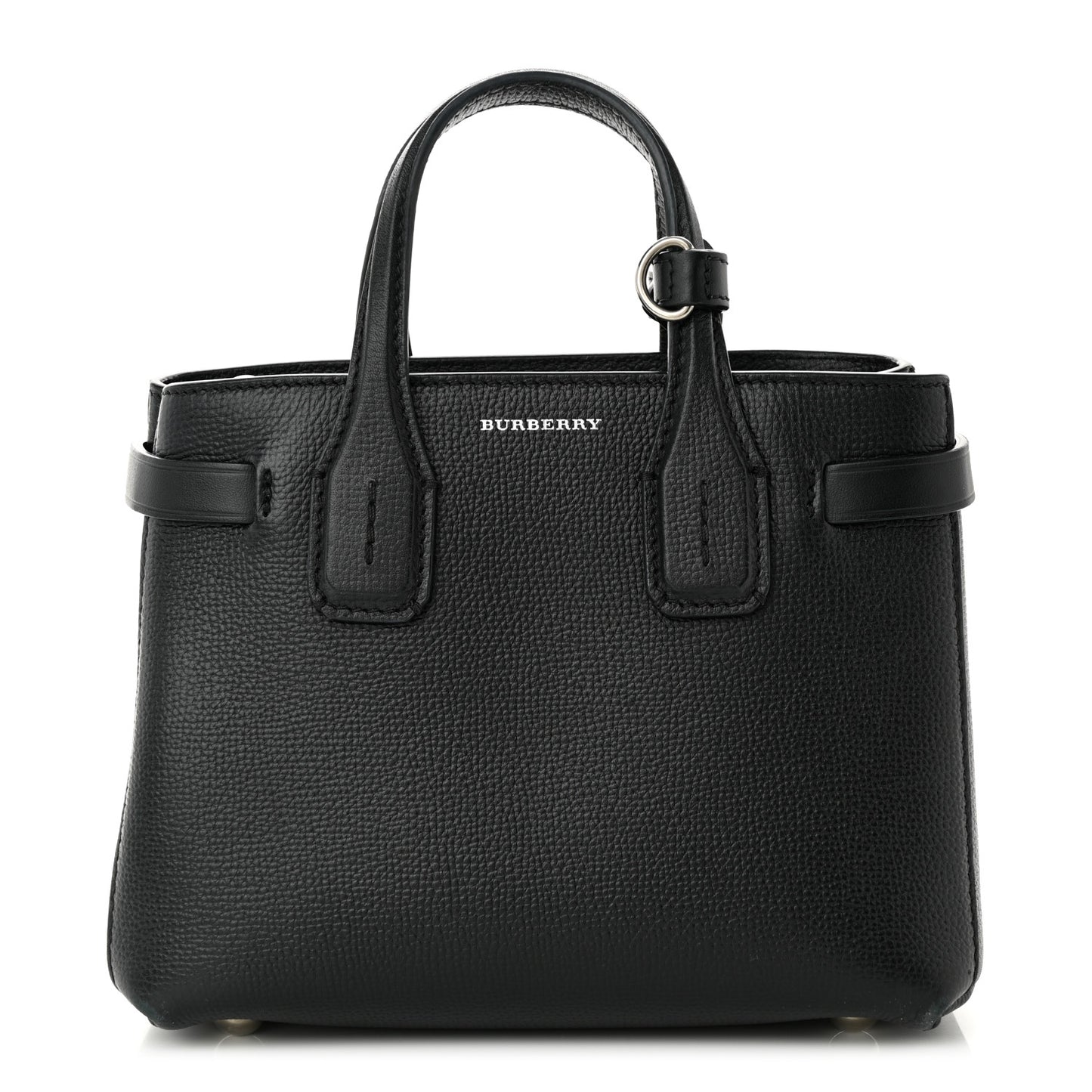 Grainy Calfskin House Check Baby Banner Tote Black