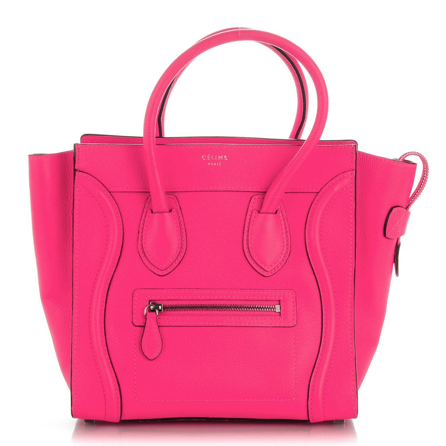 Celine Drummed Calfskin Micro Luggage Fluo Pink 1 of 8