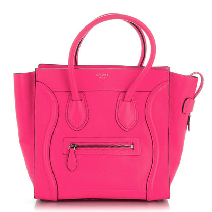 Celine Drummed Calfskin Micro Luggage Fluo Pink 1 of 8