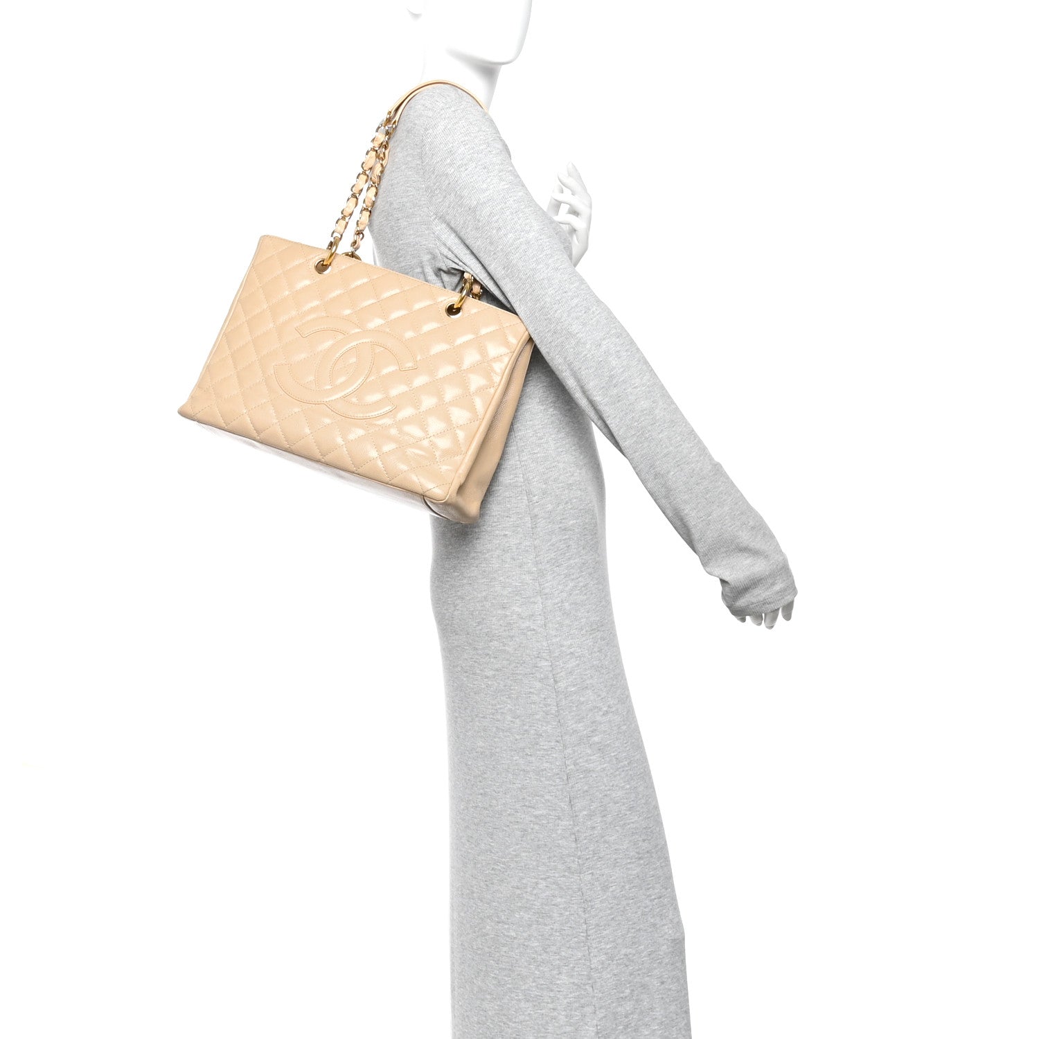 Chanel Caviar Quilted Grand Shopping Tote GST Beige 2 of 15