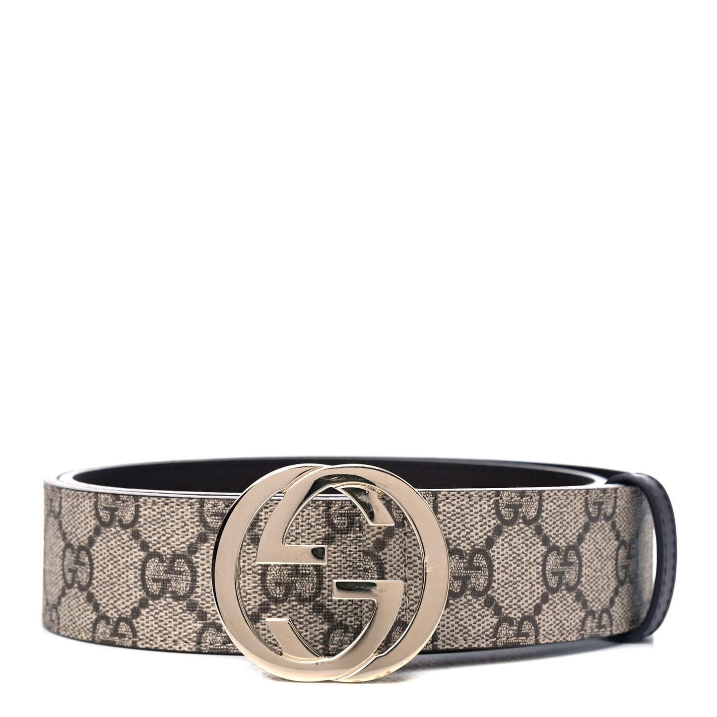 GG Supreme Monogram Interlocking G 37mm Belt 85 34 Beige Ebony Cocoa