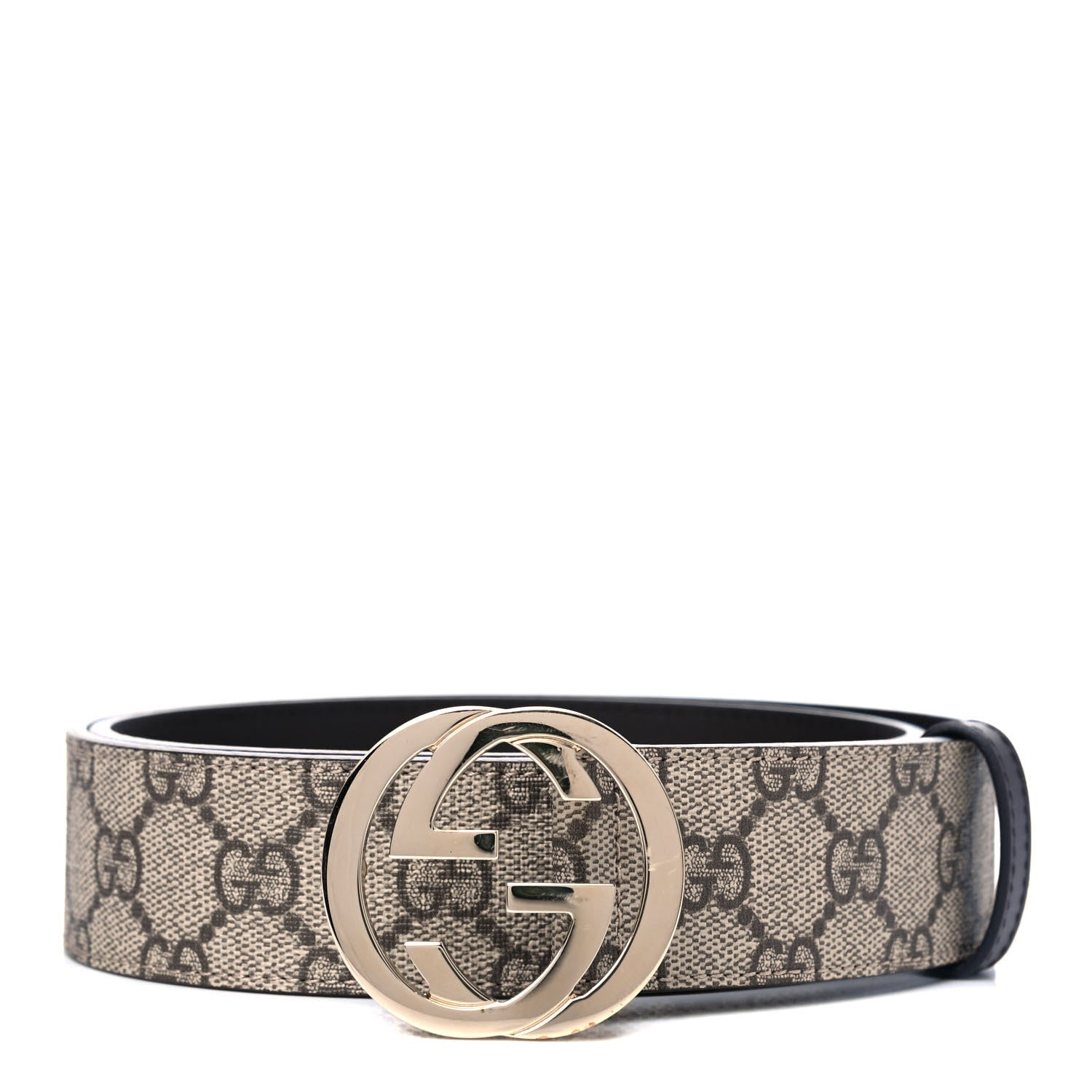 Gucci GG Supreme Monogram Interlocking G 37mm Belt 85 34 Beige Ebony Cocoa 1 of 5