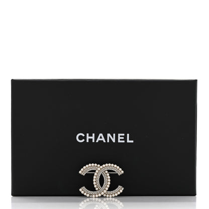 Chanel Pearl Crystal CC Brooch Silver 6 of 6
