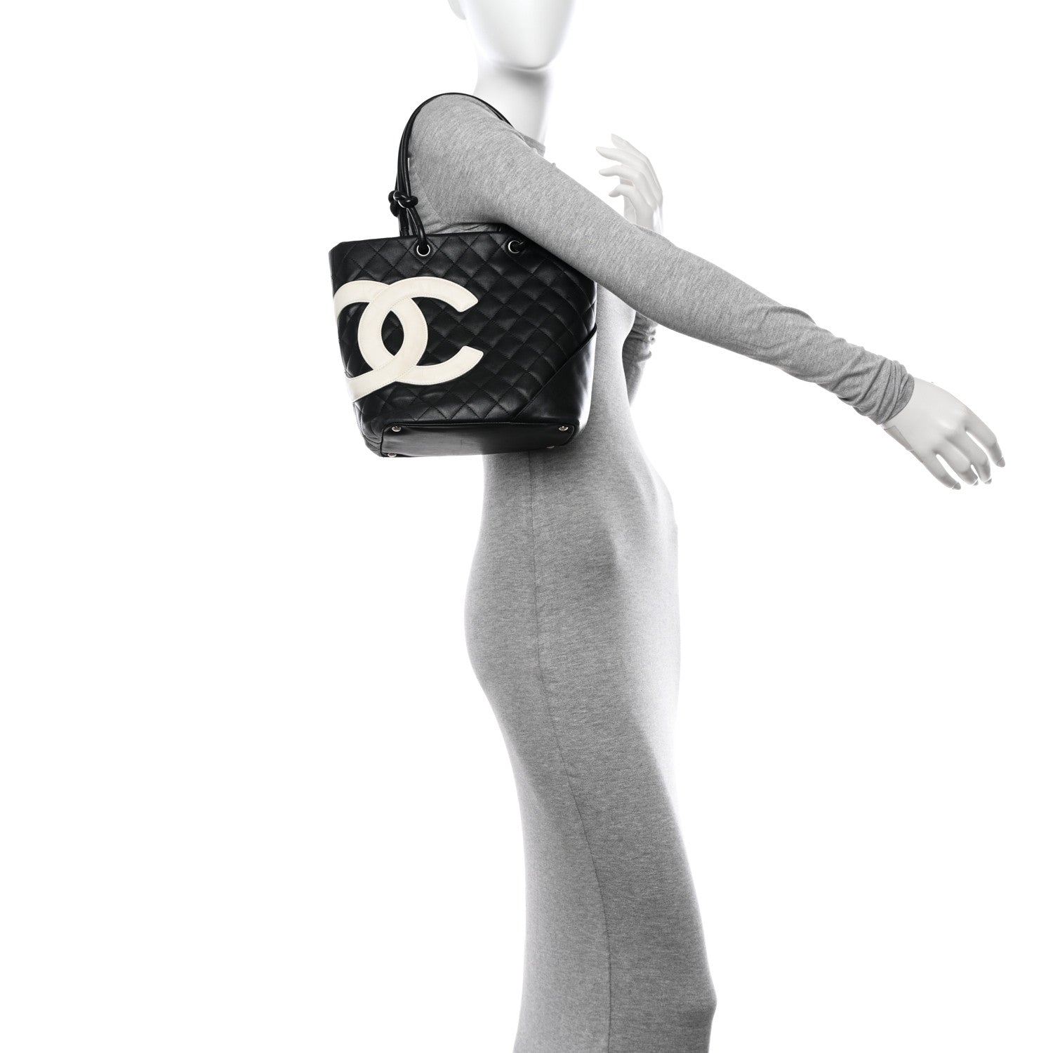 Chanel Calfskin Quilted Medium Cambon Tote Black White 2 of 23