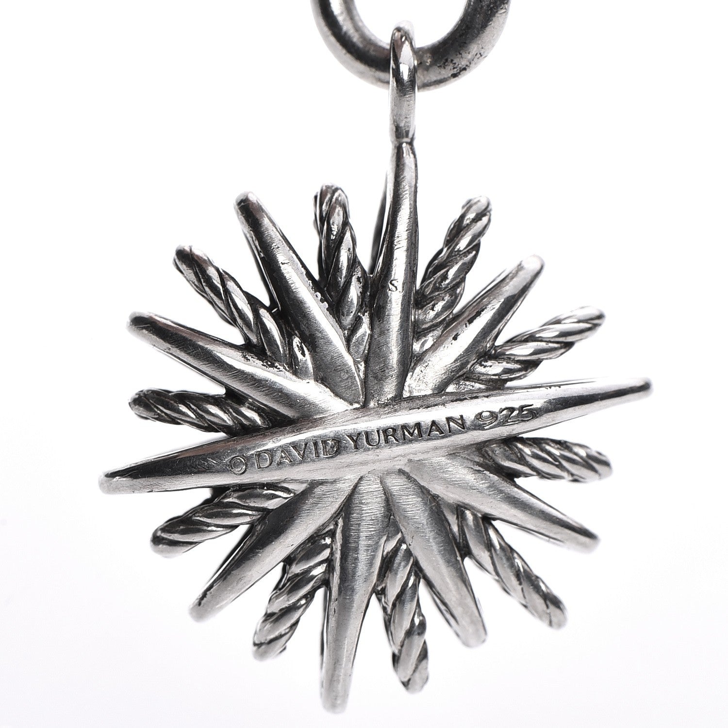 David Yurman Sterling Silver Diamond 20mm Starburst Charm Bracelet 5 of 6