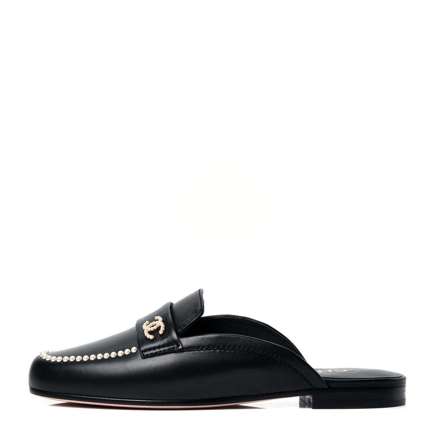 Lambskin Pearl CC Mules 37 Black