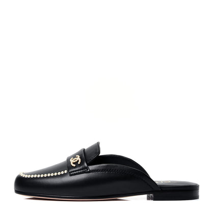 Chanel Lambskin Pearl CC Mules 37 Black 1 of 11