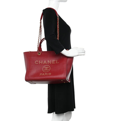 Chanel Caviar Small Studded Deauville Tote Red 2 of 11