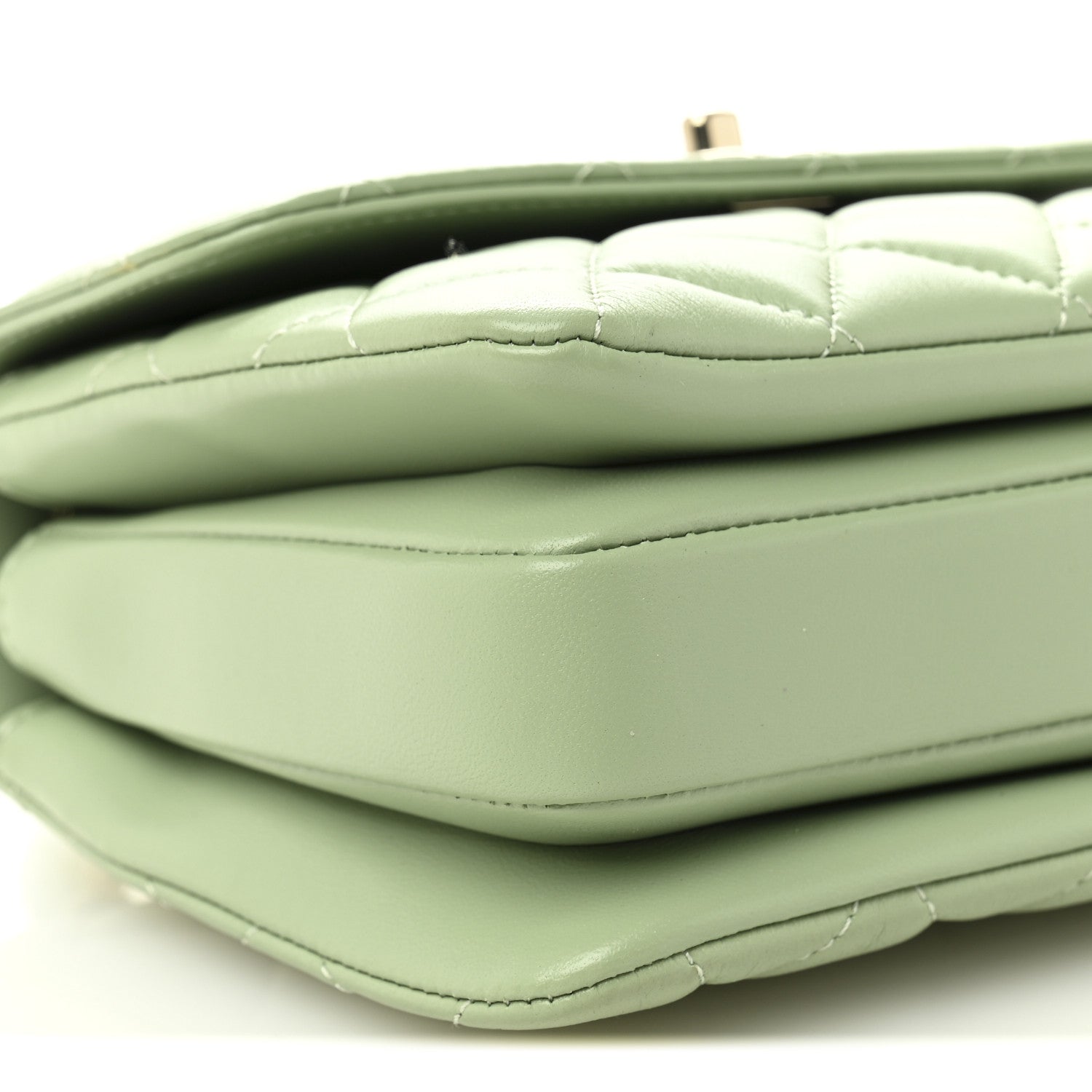 Chanel Lambskin Lacquered Quilted Mini Trendy CC Dual Handle Flap Bag Light Green 9 of 11