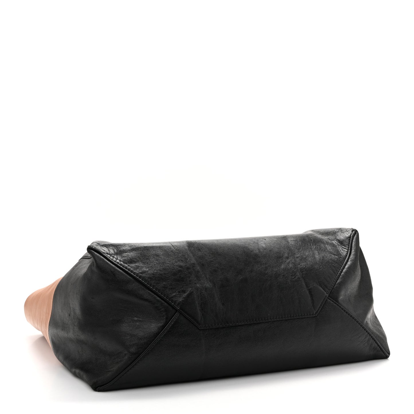 Lambskin Horizontal Bicolor Cabas Camel Black
