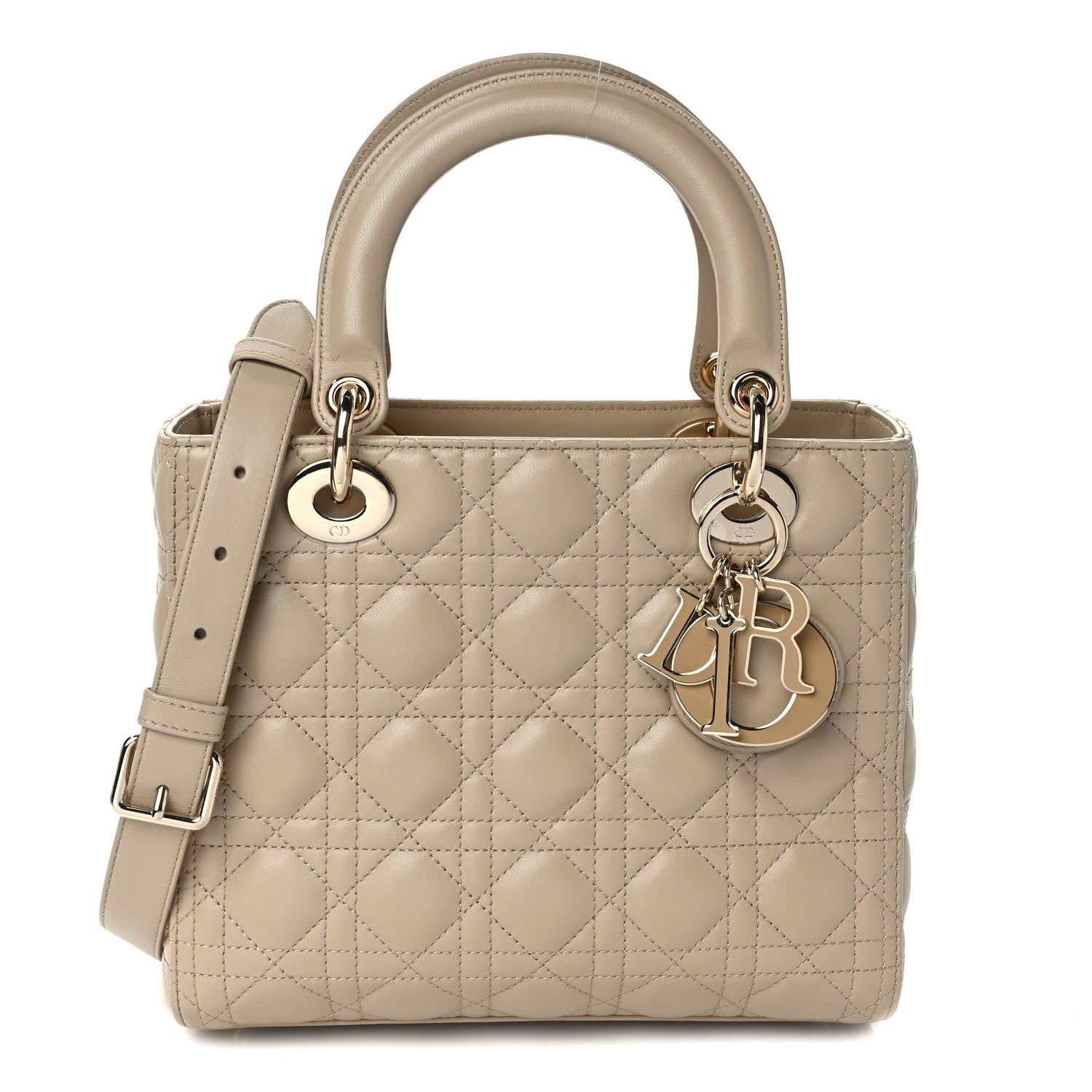 Christian Dior Lambskin Cannage Medium Lady Dior Beige 1 of 10