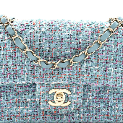 Chanel Tweed Quilted Mini Rectangular Flap Turquoise Purple White Red 8 of 11