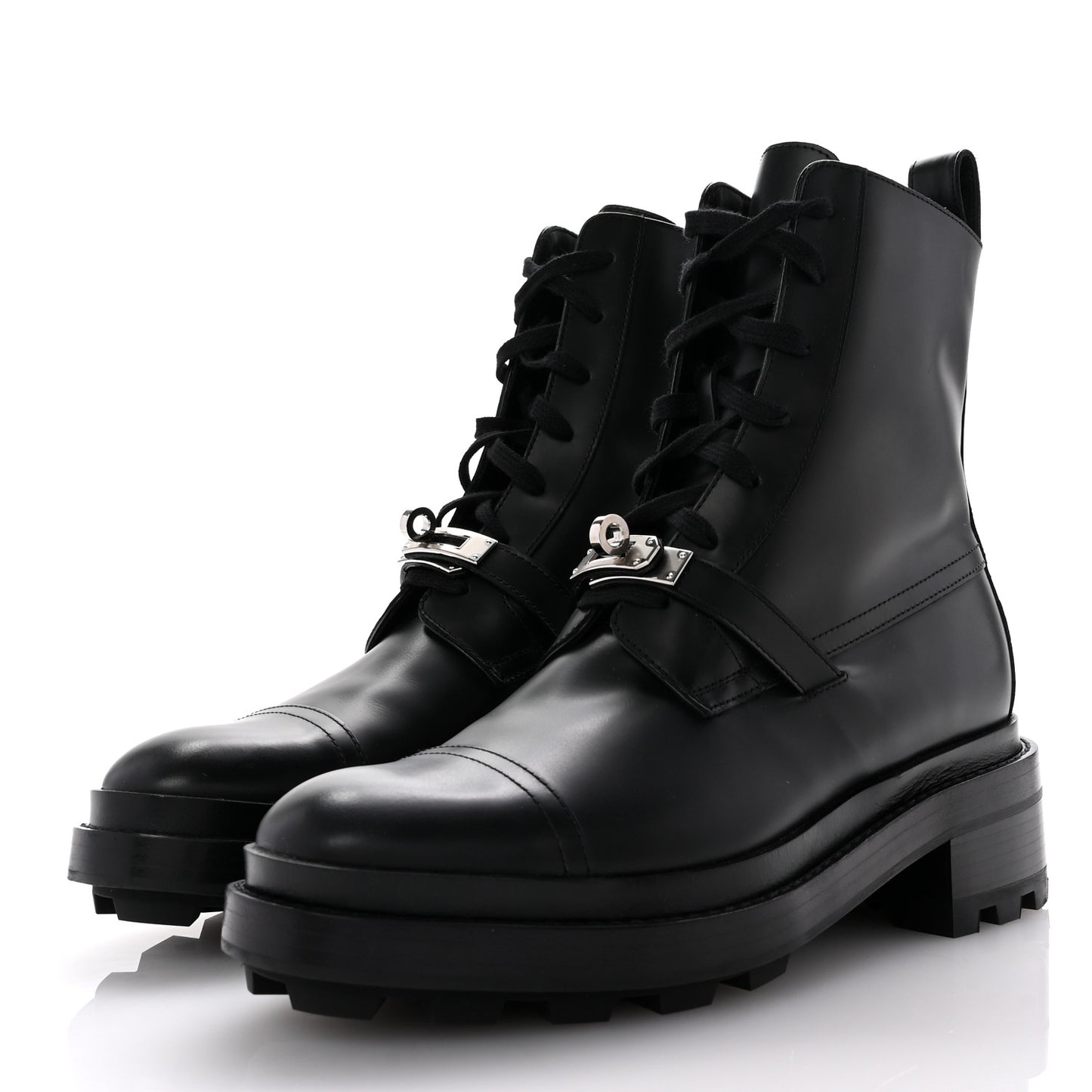 Glossed Calfskin Funk Ankle Boots 38 Black