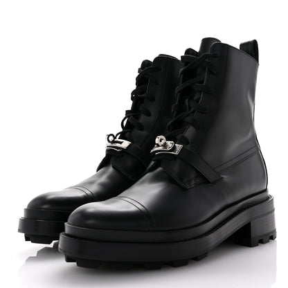 Hermes Glossed Calfskin Funk Ankle Boots 38 Black 4 of 9