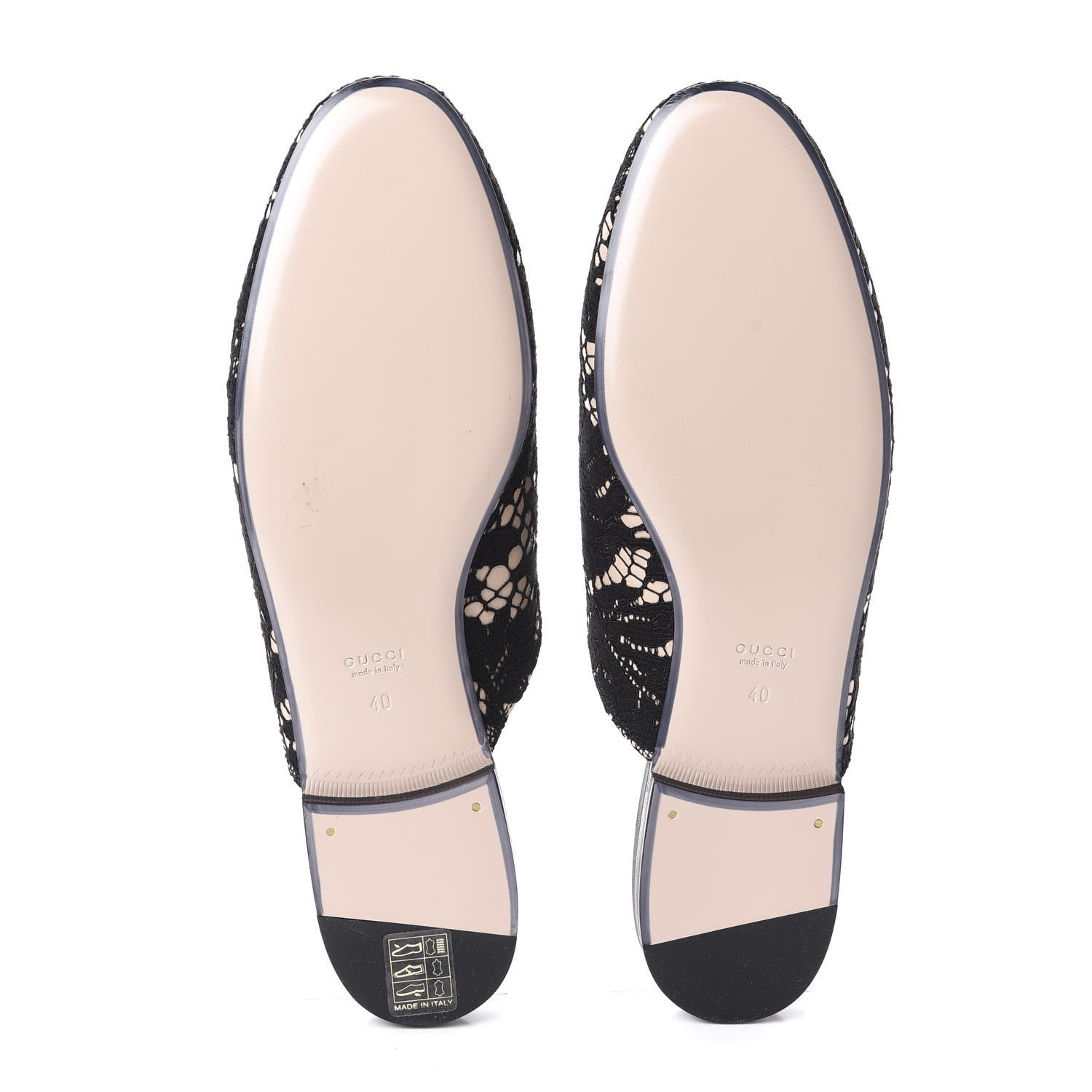 Gucci Lace Malaga Kid Womens Princetown Slippers 40 Black Skin Rose 7 of 7
