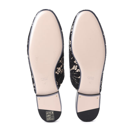 Gucci Lace Malaga Kid Womens Princetown Slippers 40 Black Skin Rose 7 of 7