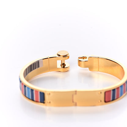 Hermes Enamel Printed Narrow Charniere Couvertures Nouvelles Hinged Bracelet M Quadrichromie 4 of 7
