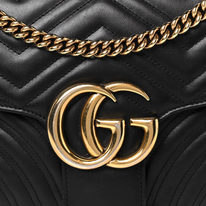 Gucci Calfskin Matelasse Medium GG Marmont Shoulder Bag Black 9 of 13