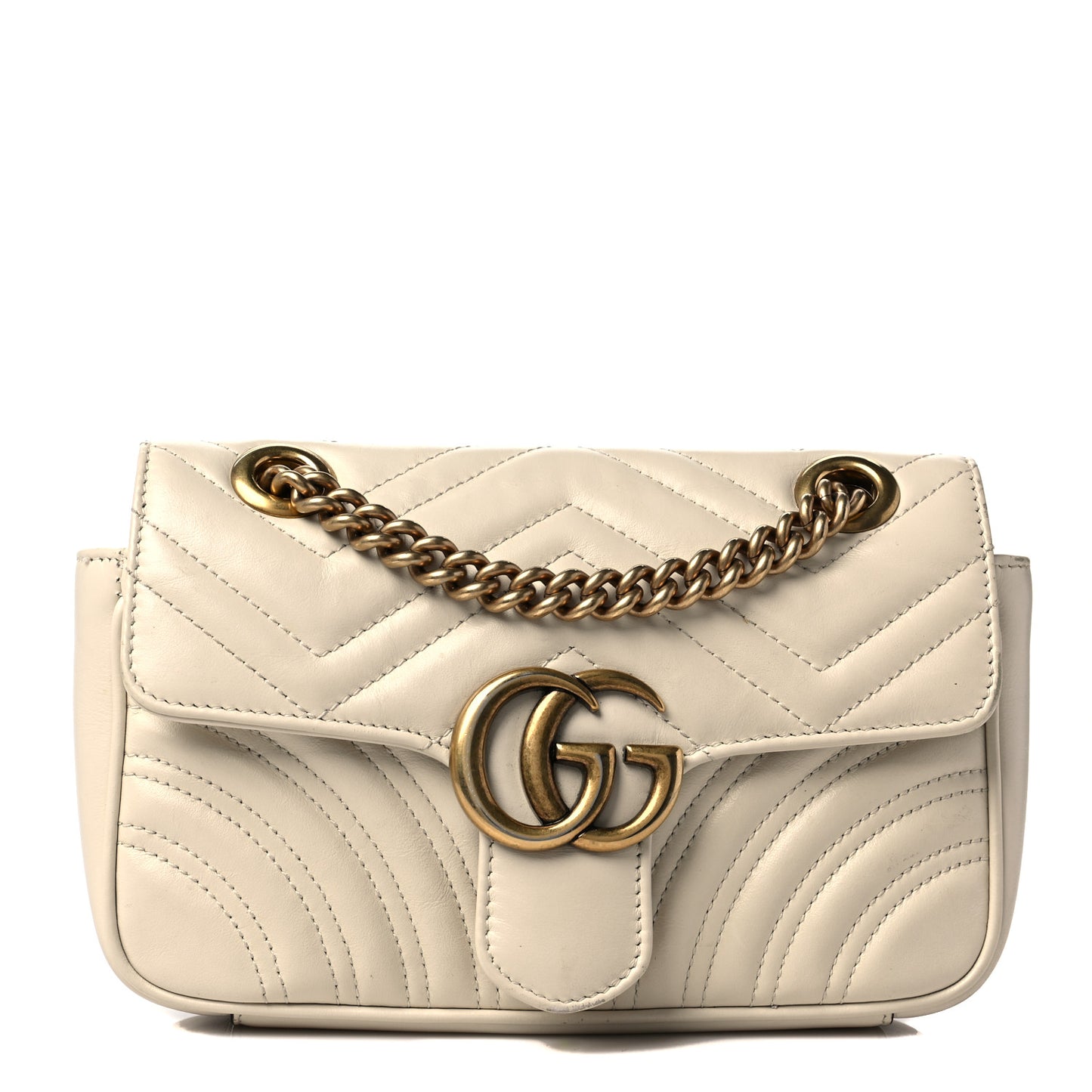 Calfskin Matelasse Mini GG Marmont Shoulder Bag White