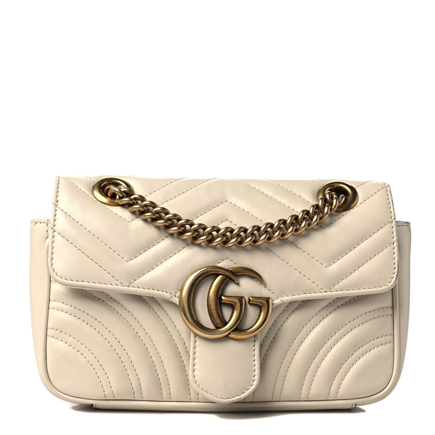 Gucci Calfskin Matelasse Mini GG Marmont Shoulder Bag White 1 of 11